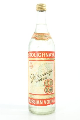 (1) Stolichnaya Genuine Russian Vodka, USSR, 750ml, 40% ABV, Circa. 1970's-1980's