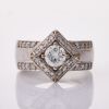 18ct White Gold, Modern, 0.64ct Diamond / 0.42ct Diamond Cluster Ring, GIA certified