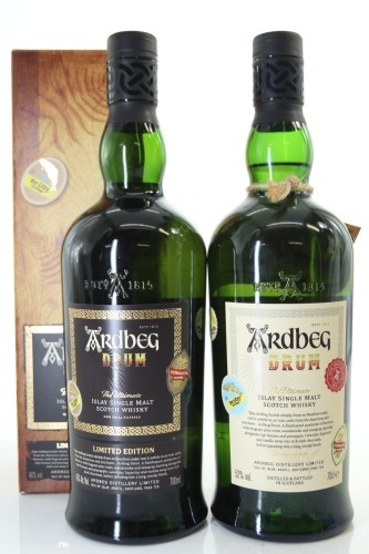 (1) Ardbeg Drum Limited Edition (46% ABV) & Drum Committee 2019 Release (52% ABV) Single Malt Scotch Whisky, 2 Bottles Sold as One Lot