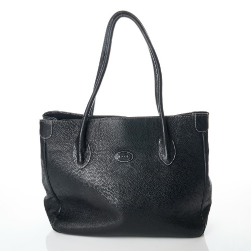 Tod's, Black Grained Leather Tote Bag