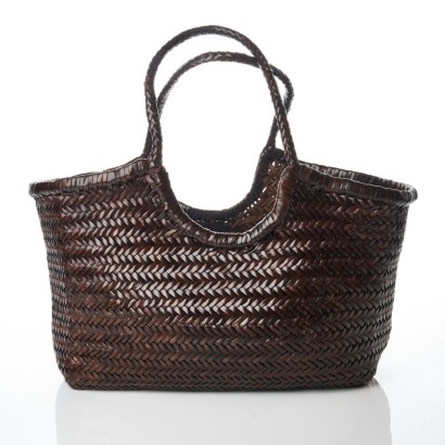 Dragon Diffusion, Dark Brown Woven Leather Nantucket Tote Bag