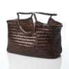 Dragon Diffusion, Dark Brown Woven Leather Nantucket Tote Bag - 2