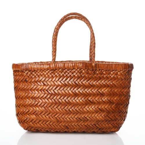 Dragon Diffusion, Beige Brown Woven Leather Mini Tote Bag