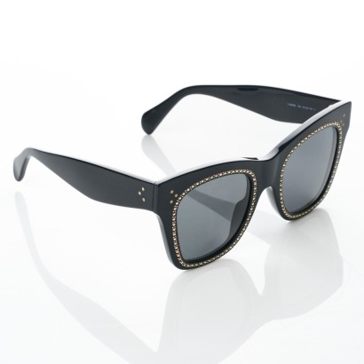 Celine, CL40041S Crystal Embellished Black Sunglasses with Case