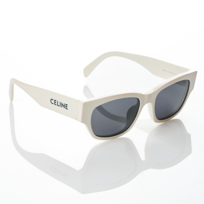 Celine, CL40197U White Frame Grey Lenses Sunglasses with Case