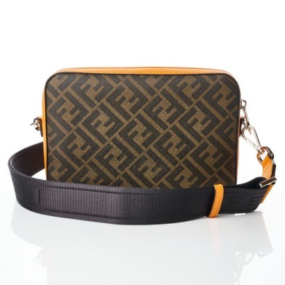 Fendi, FF Monogram / Orange Leather Crossbody Bag