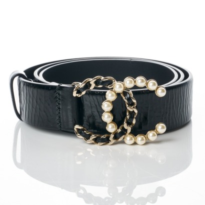 Chanel, Faux Pearl & Chain CC Belt with Box