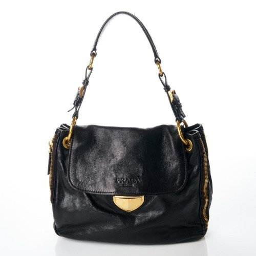 Prada, Black Leather Shoulder Bag