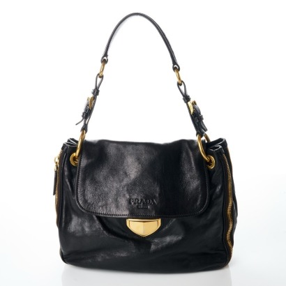Prada, Black Leather Shoulder Bag