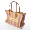 Gucci, Lido Multicoloured Striped Raffia Jute Medium Tote Bag - 2