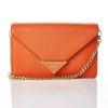 Prada, Orange Saffiano Leather Envelope Flap Chain Shoulder Bag
