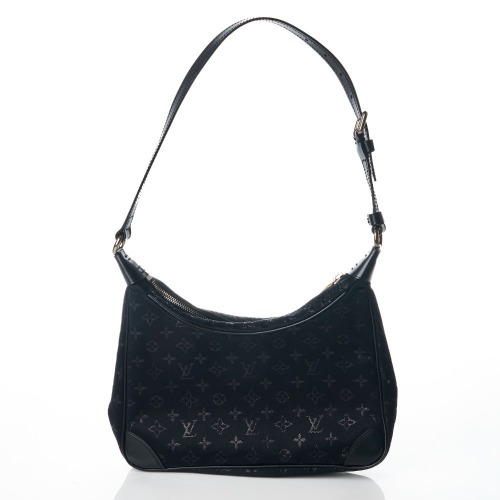 Louis Vuitton, Black Mini Satin Monogram Boulogne Shoulder Bag