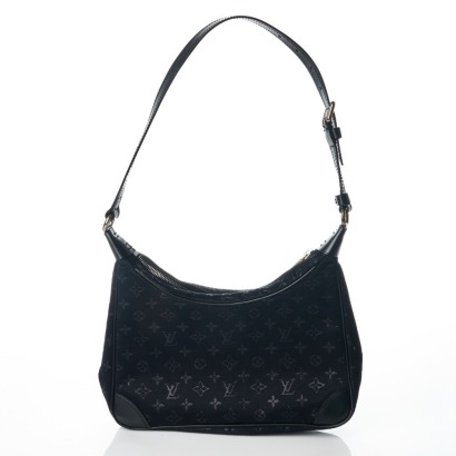 Louis Vuitton, Black Mini Satin Monogram Boulogne Shoulder Bag