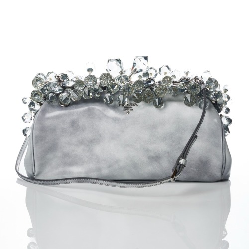 Prada, Crystal-Embellished Patent Evening Bag