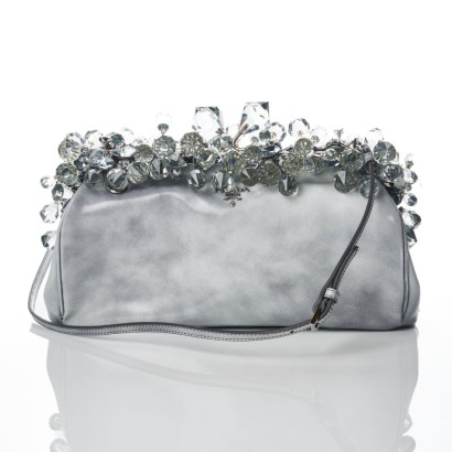 Prada, Crystal-Embellished Patent Evening Bag