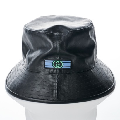 Gucci, Black GG Coated Canvas Bucket Hat, Size 58
