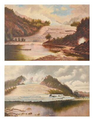 EDWARD EDWARDS Pink Terraces Erupted 1866