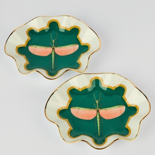 A Pair of Fluted Libellula Patterned Dishes from David Jones