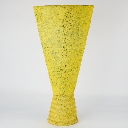 A Yellow Peter Collis Egyptian Paste Floor Pot