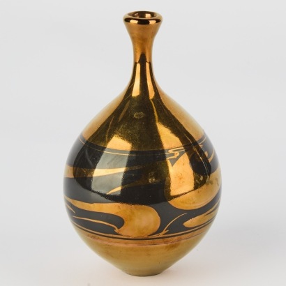 A Peter Collis Gold and Black Vase