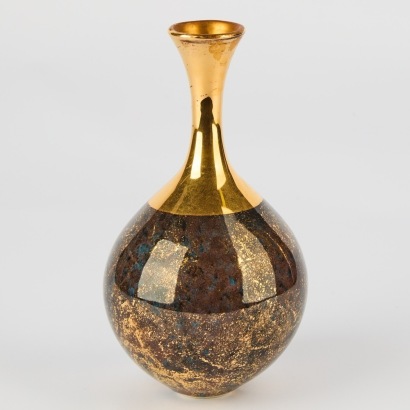 A Peter Collis Black and Gold Vase