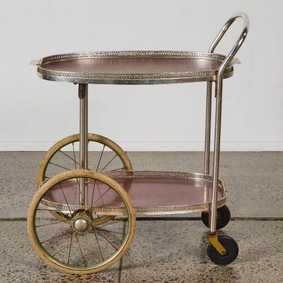 A Mid Century Drinks Trolley with Removable Tray