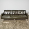 A Replica Olive Leather Florence Knoll Three Seat Sofa - 2