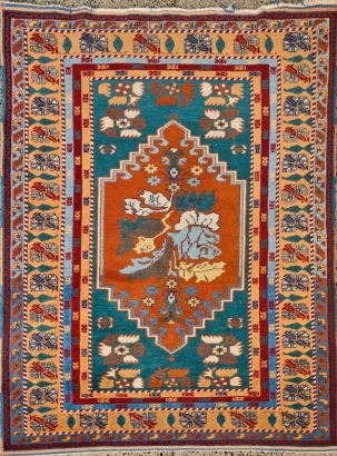 A Vintage Hand Knotted Wool Turkish Rug