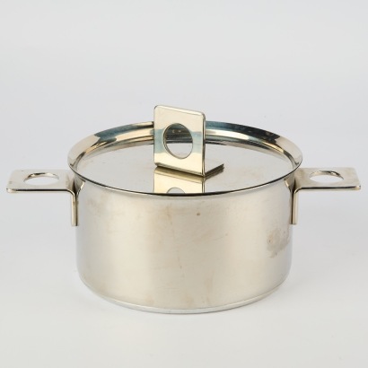 A Rare Mid-century Timo Sarpaneva Stainless Steel Pot Made in Finland Circa 1970s