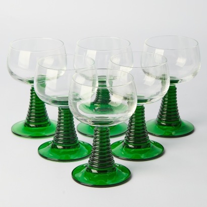 A set of Large French Vintage Roemer Wine Glasses