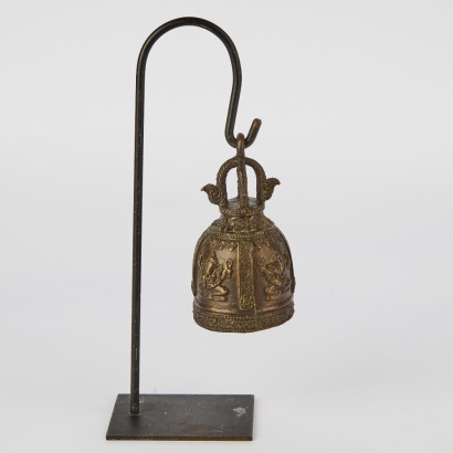 A Vintage Bronzed Bell on Stand