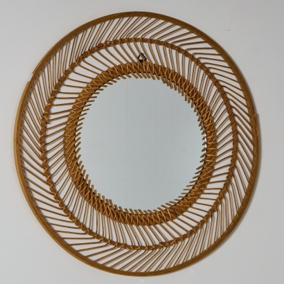 A Circular Rattan Wall Mirror