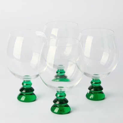 A Set of Four Ice Green Glasses