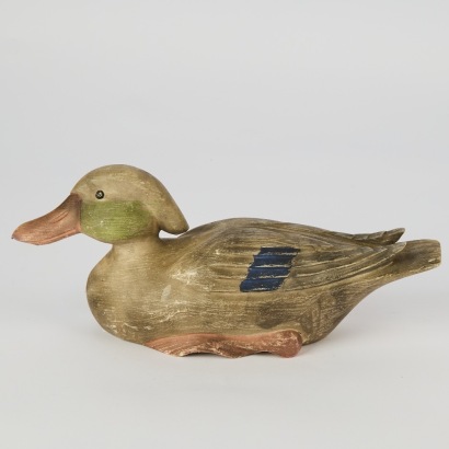 A Vintage Carved Wooden Folk Art Duck