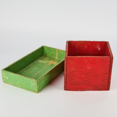 A Pair of 1950s Handmade Wooden Boxes