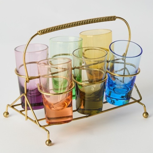 A Set of Six Multi Coloured Shot Glasses