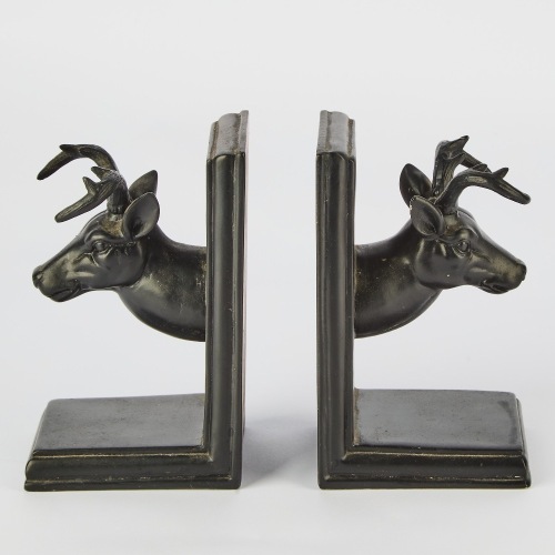 Two Deer Head Book Ends