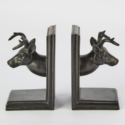 Two Deer Head Book Ends