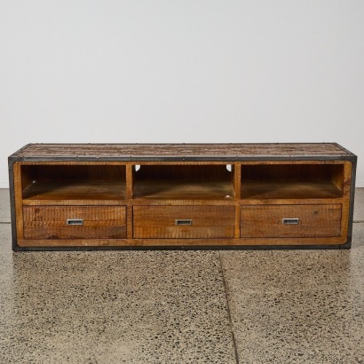 An Industrial-Style Metal and Wood Media Unit