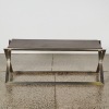 A Stainless Steel and Leather Bench Seat/Side Table - 2