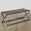 A Stainless Steel and Leather Bench Seat/Side Table