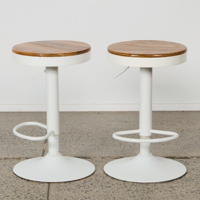 A Pair of Minimal Swivel Barstools