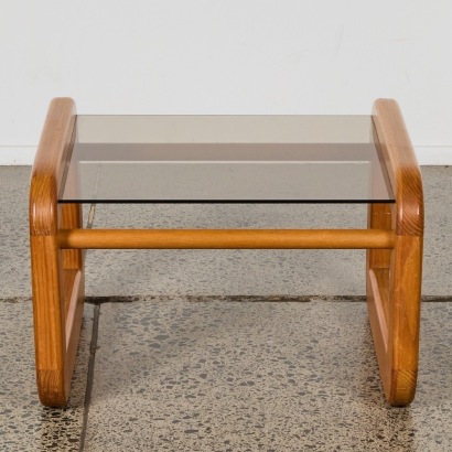 A Solid Wood Sleigh Based Side Table