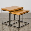 A Pair of Minimal Oak Geometric Parquet Side Tables