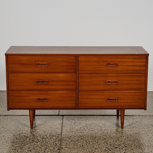 A Six Drawer Mid-Century Lowboy