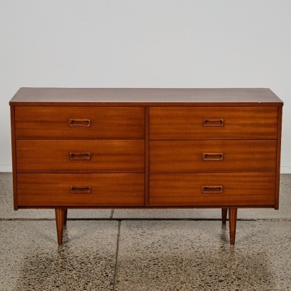 A Six Drawer Mid-Century Lowboy