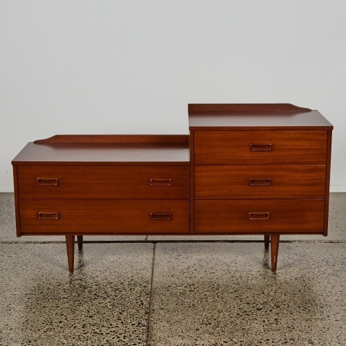 A Five Drawer Mid-Century Lowboy