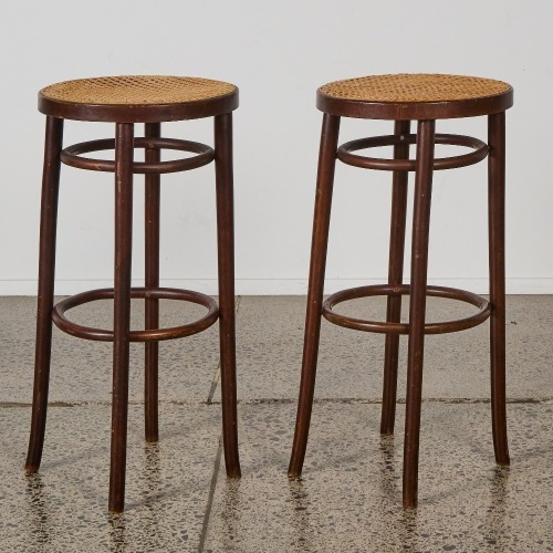 A Bentwood & Vienna Straw Barstools