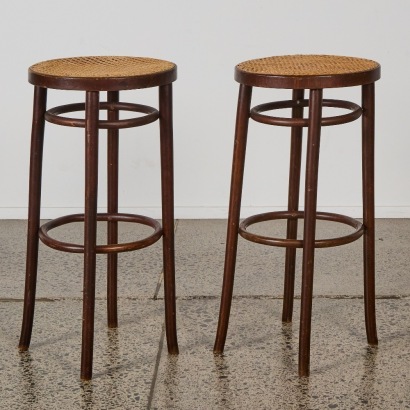 A Bentwood & Vienna Straw Barstools
