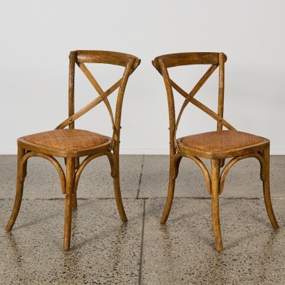 A Pair of Oak Cross-Back Dining Chairs